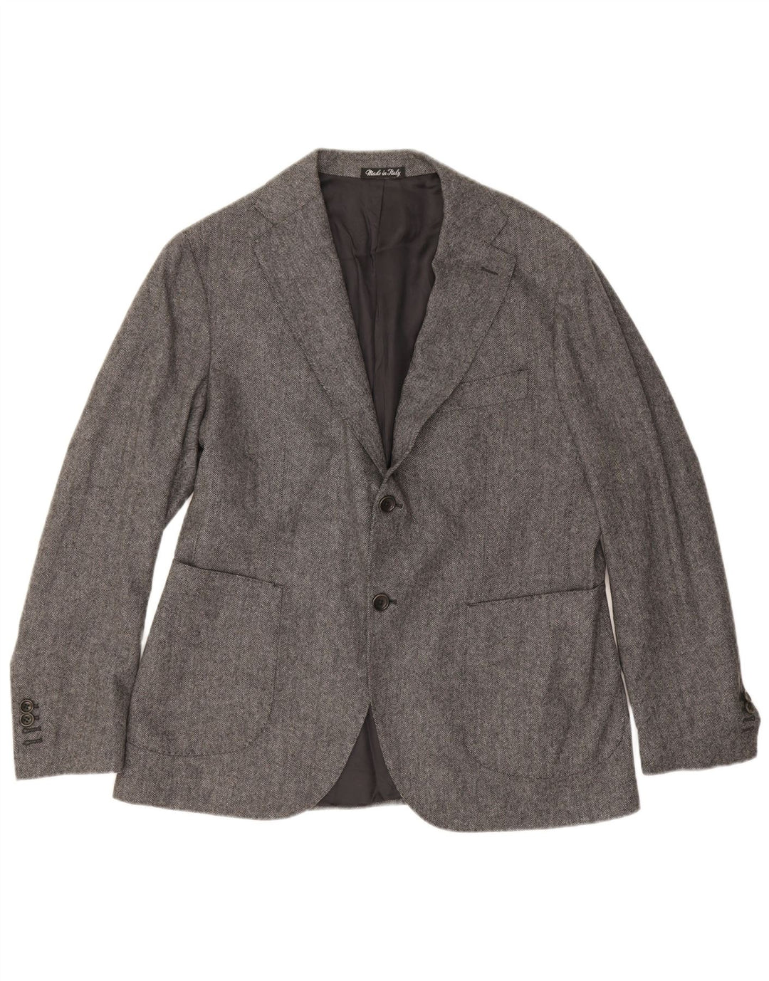 Carlo Barbera Herren-Blazer mit 2 Knöpfen, IT 50, großes graues Fischgrätenmuster