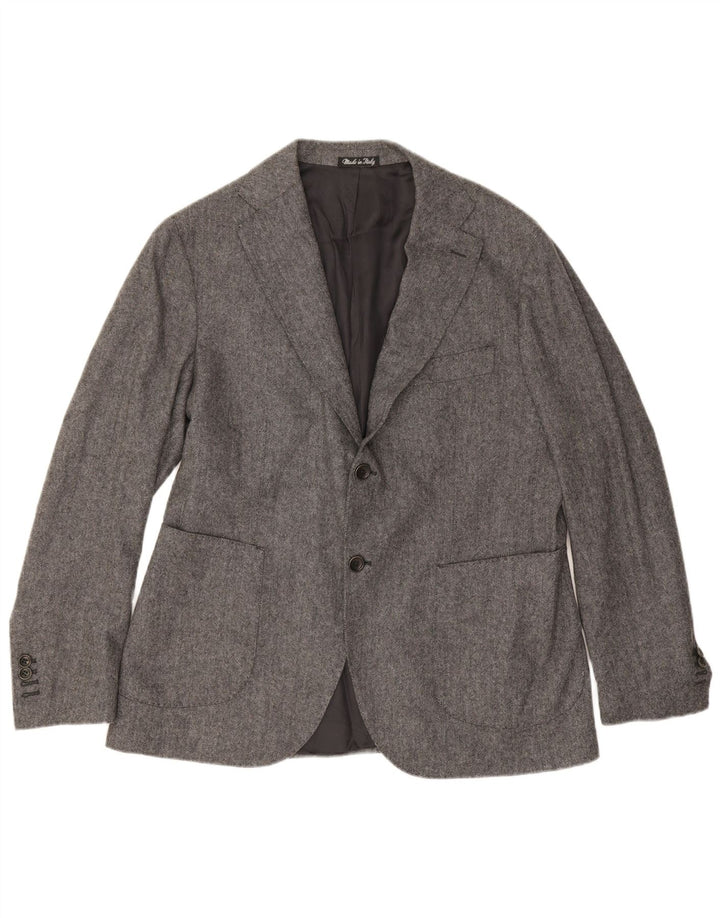 Carlo Barbera Herren-Blazer mit 2 Knöpfen, IT 50, großes graues Fischgrätenmuster