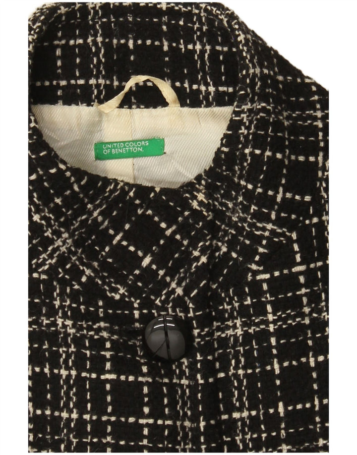 Benetton Damenmantel UK 8 Small Black Check