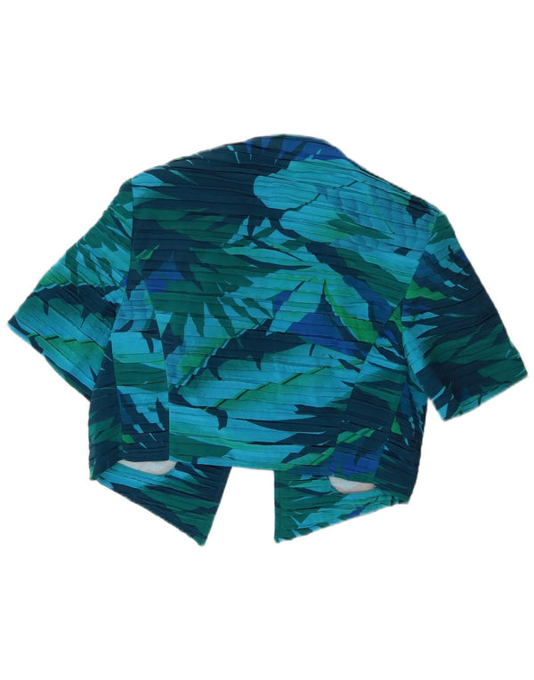 Vintage Damen Crop Open Cardigan Top UK 10 Kleine blaue Blumenseide