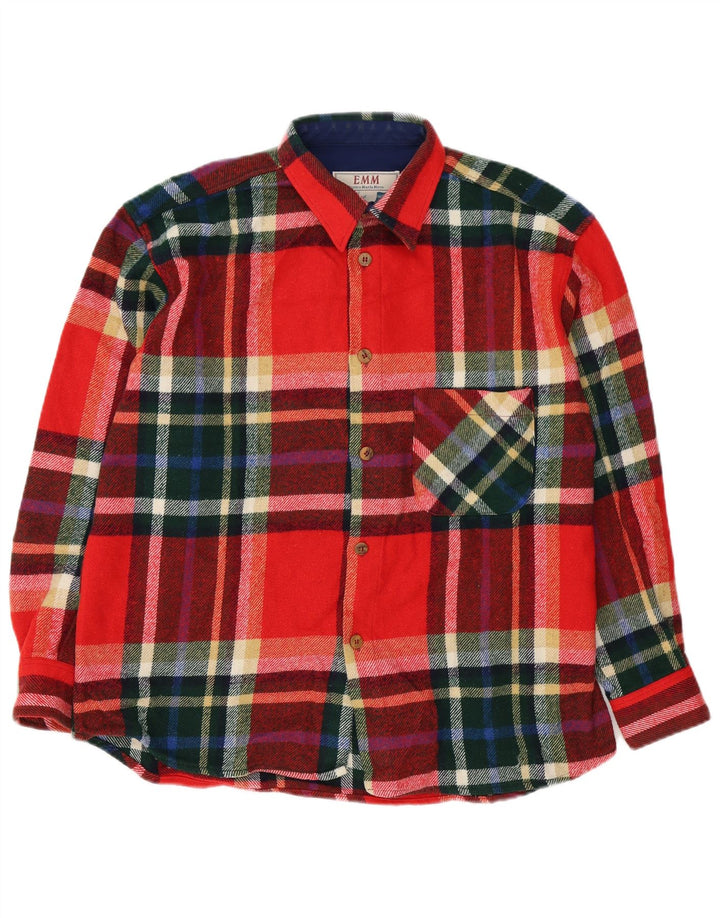 VINTAGE Herren Flanellhemd Große rot karierte Wolle