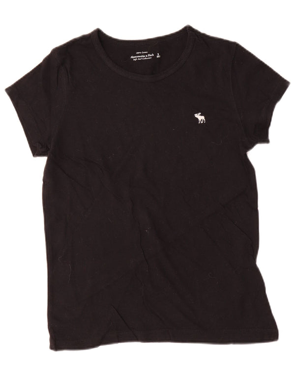 Abercrombie & Fitch Damen T-Shirt Top UK 10 Small Schwarz Baumwolle