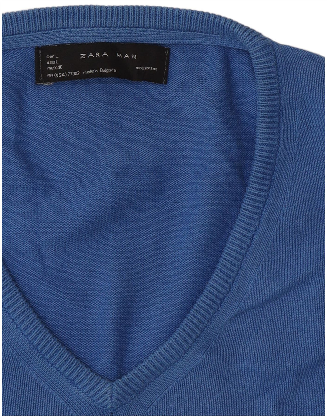 Zara Herren-Pullover mit V-Ausschnitt, Größe L, Blau