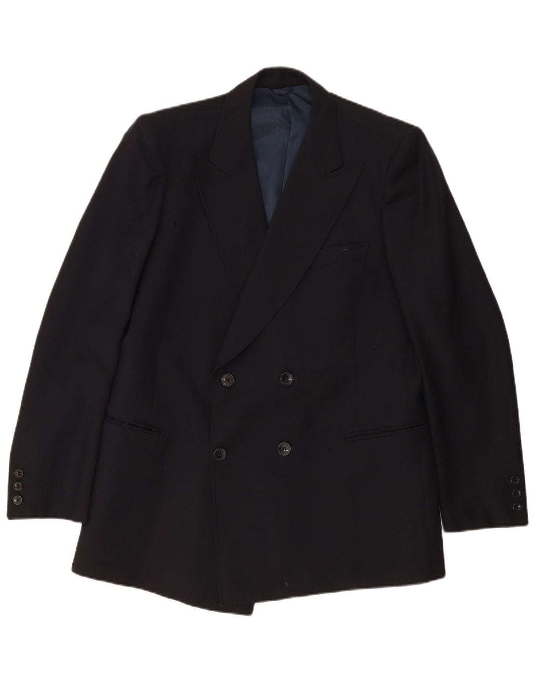 Vintage Herren Zweireiher Blazer Jacke UK 38 Medium Schwarz