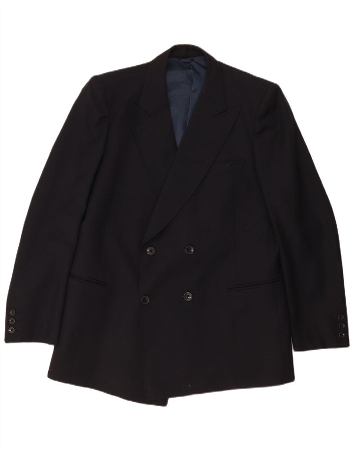 Vintage Herren Zweireiher Blazer Jacke UK 38 Medium Schwarz