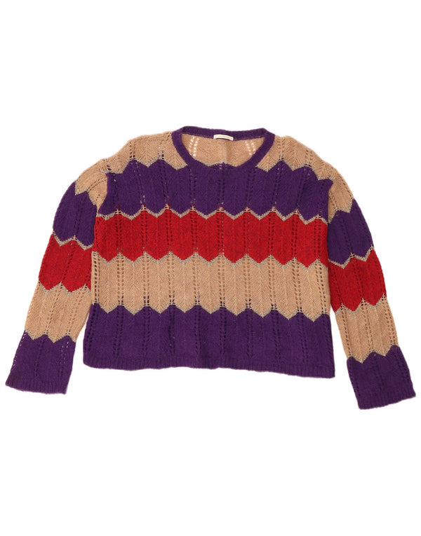 Carrera Womens Crop Crew Neck Pullover Pullover UK 16 Large Lila gestreift