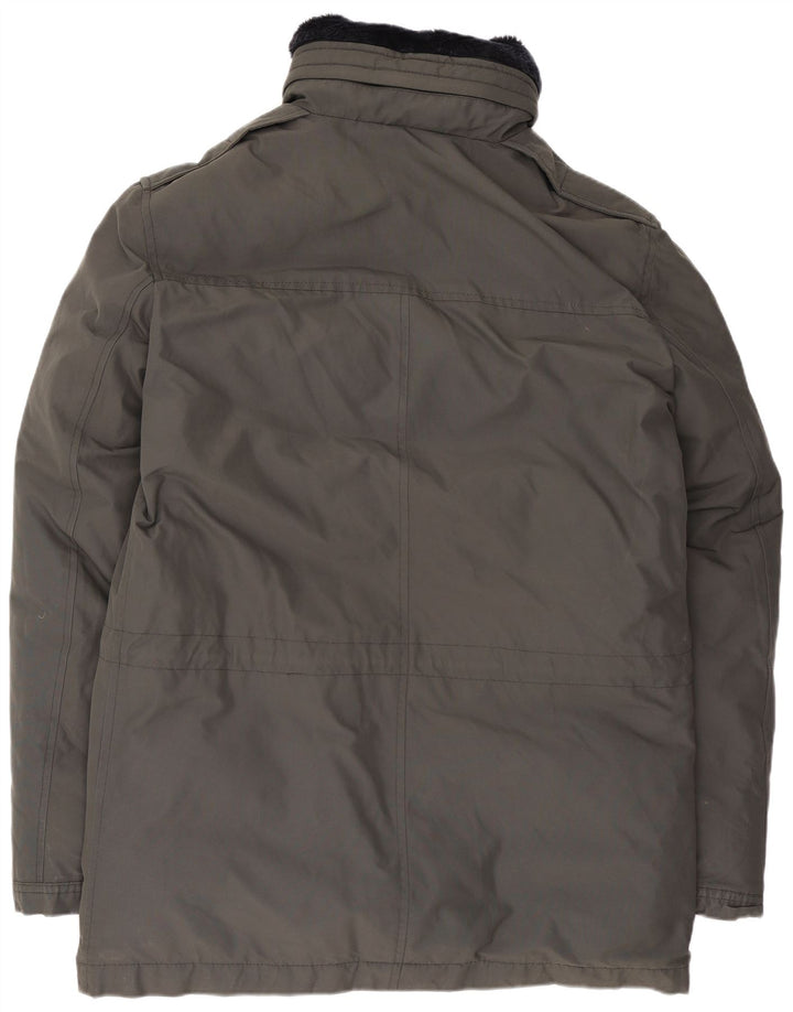 Rifle Herren Parka Jacke UK 40 Große graue Baumwolle