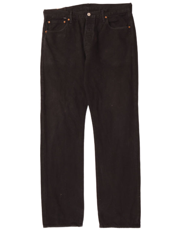 Levi's Herren 501 Straight Jeans W32 L34 Schwarze Baumwolle