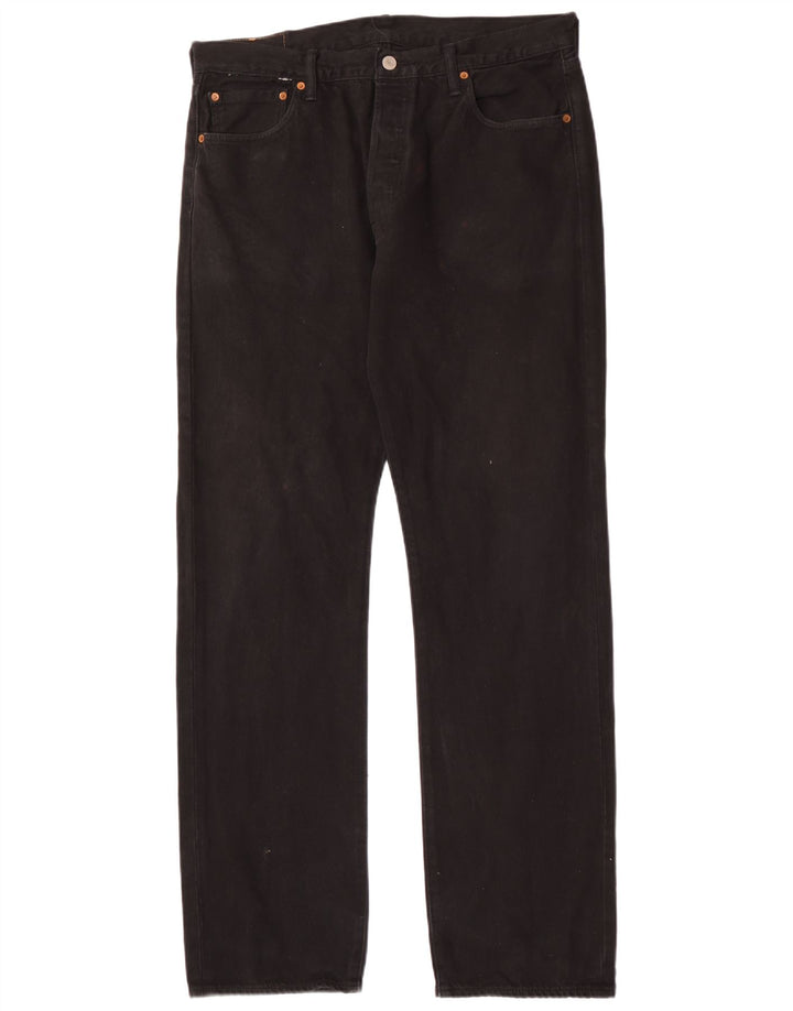 Levi's Herren 501 Straight Jeans W32 L34 Schwarze Baumwolle