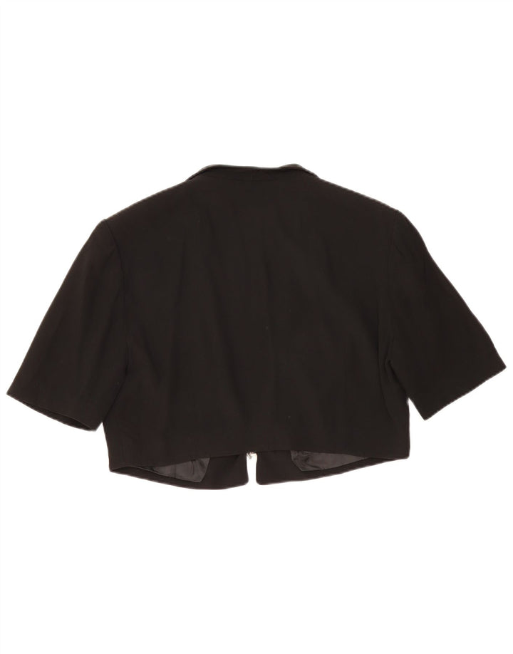 Vintage Damen Kurzarm Bolero Jacke UK 14 Medium Schwarz
