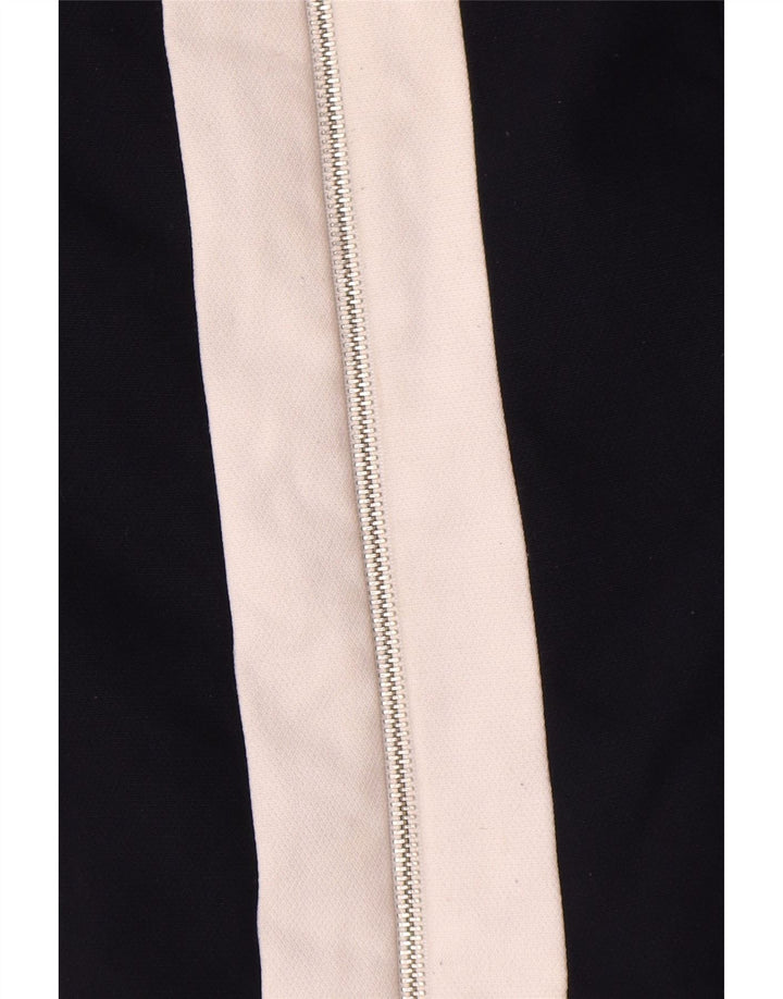 Zara Damen-Blazer mit durchgehendem Reißverschluss, UK 14, Größe L, Schwarz, Colourblock-Polyester