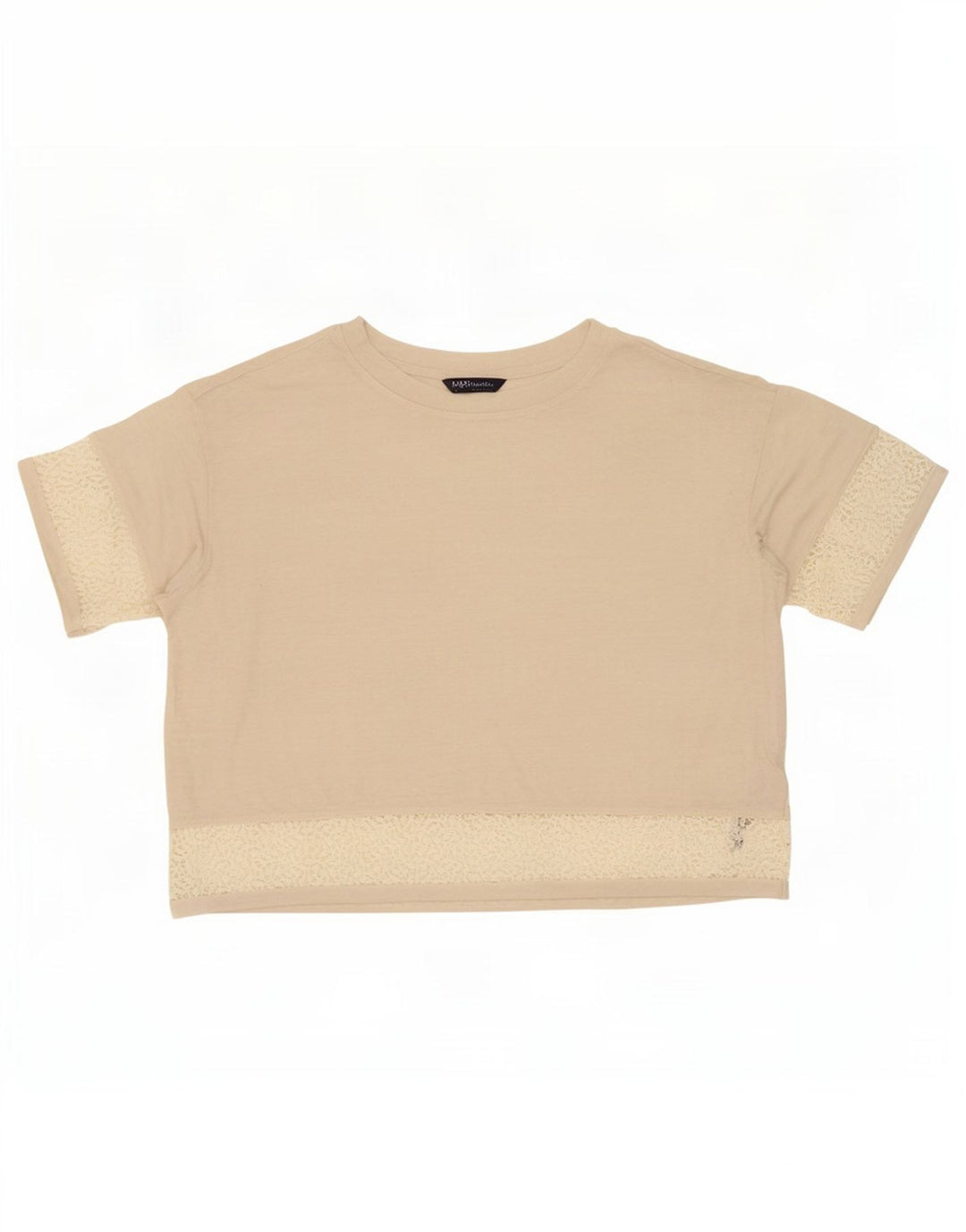 Marks & Spencer Damen Übergroßes T-Shirt-Oberteil UK 16 Large Beige Leinen