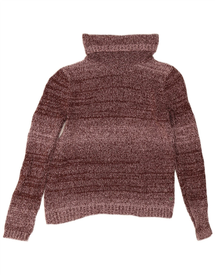 Eddie Bauer Damen-Pullover mit Rollkragen, Gr. 14, mittleres Burgunderrot, gestreift