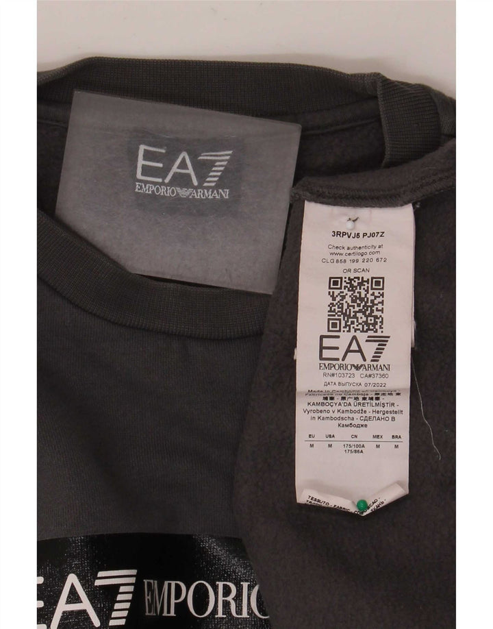 Emporio Armani Herren Grafik-Sweatshirt-Pullover aus mittelgrauer Baumwolle