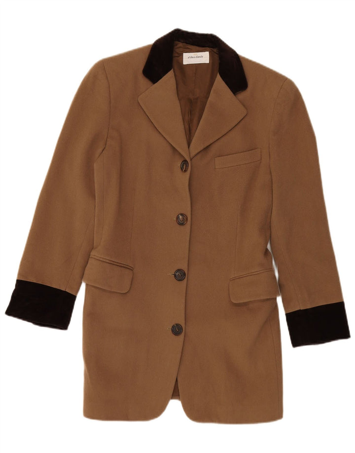 Al Duca D'Aosta Damen Longline 4-Knopf-Blazerjacke IT 40 Small Brown