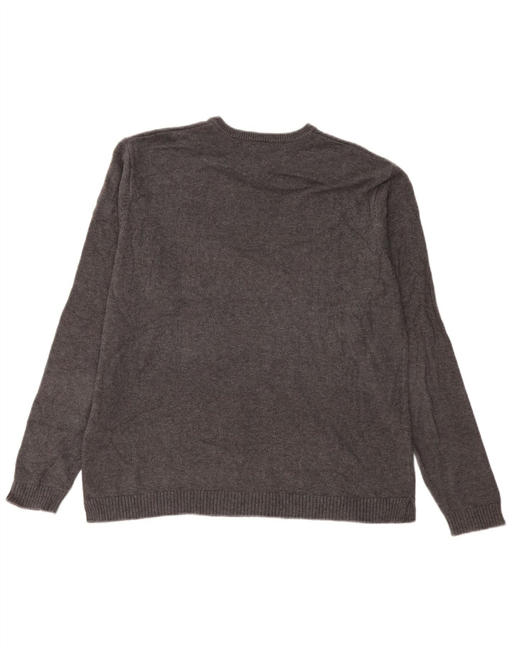 Gap Herren-Pullover mit V-Ausschnitt aus mittelgrauer Baumwolle