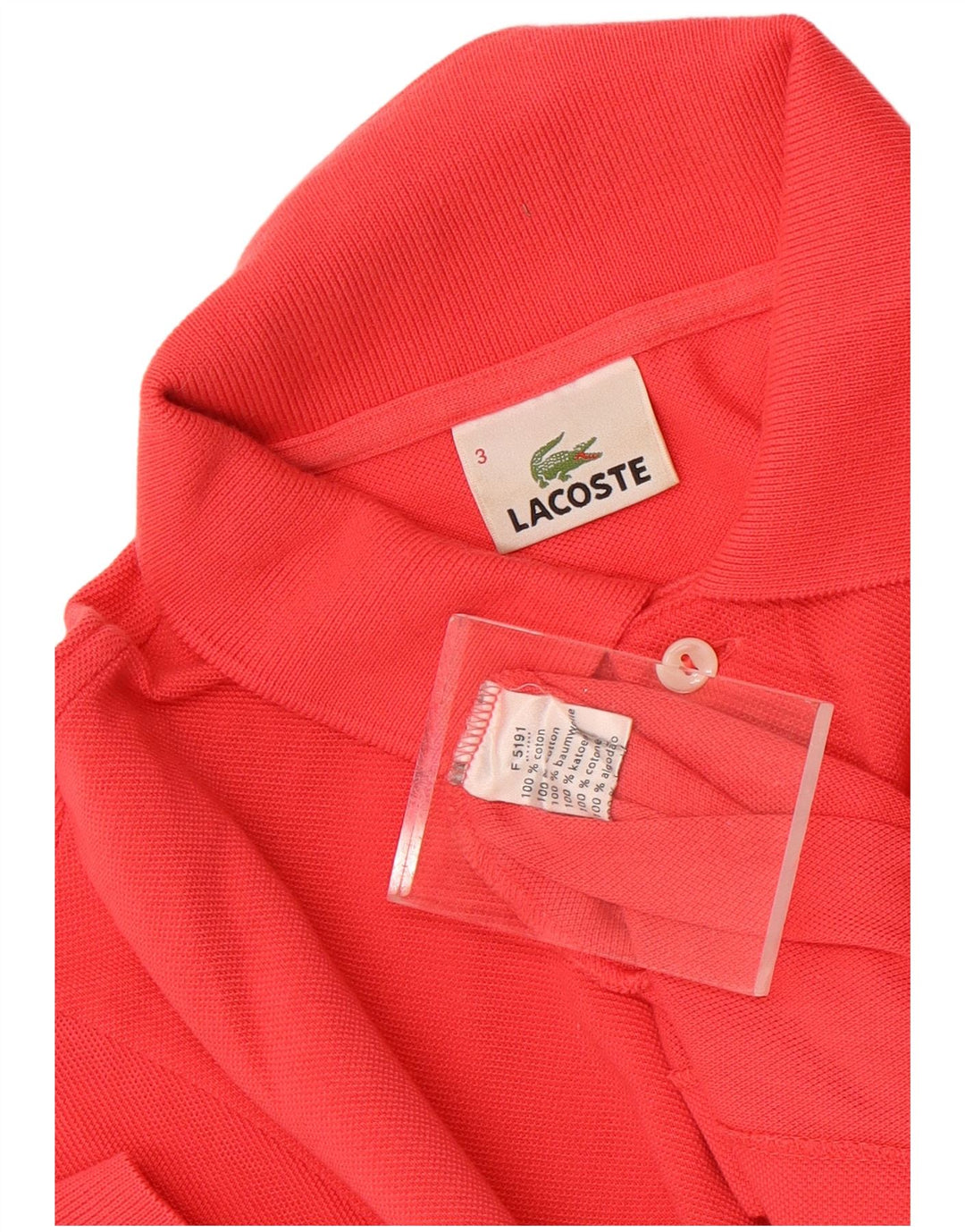 Lacoste Herren-Poloshirt, Größe 3, klein, rote Baumwolle