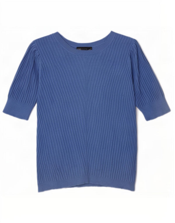 Marks & Spencer Damen-Pullover mit U-Boot-Ausschnitt, Gr. 16, Blau