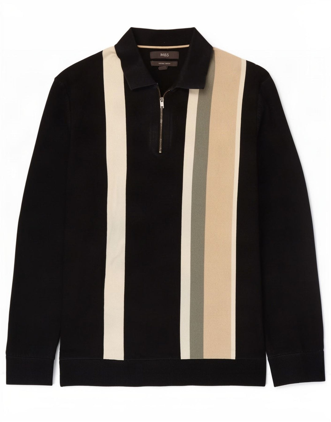 Marks & Spencer Herren-Pullover mit Rollkragen, Mittelschwarz, Farbblock