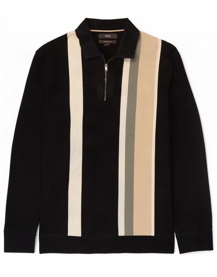 Marks & Spencer Herren-Pullover mit Rollkragen, Mittelschwarz, Farbblock
