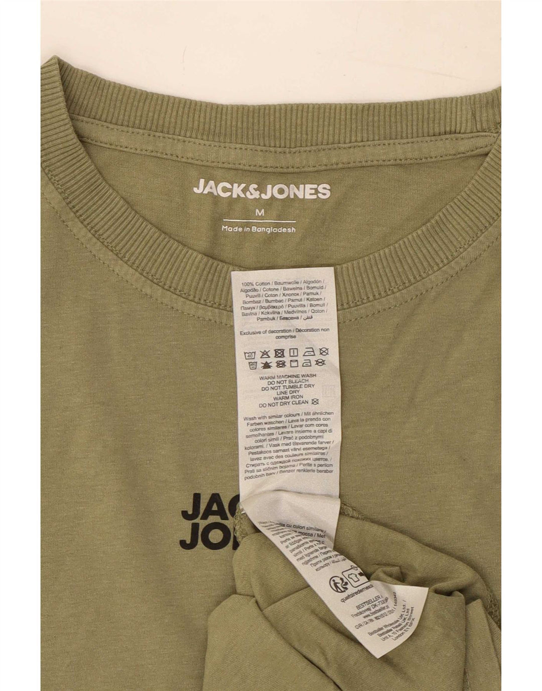 Jack & Jones Herren T-Shirt-Oberteil aus mittlerer Khaki-Baumwolle