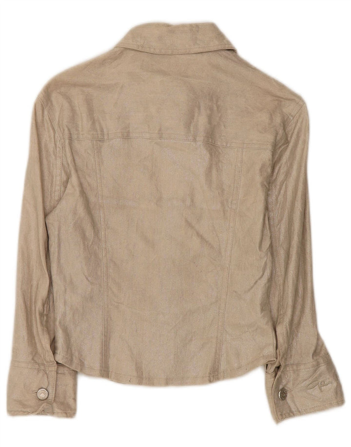 Jegains Mattiolo Damen Bomberjacke UK 12 Medium Beige Leinen