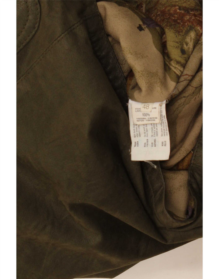 Vintage Herren Ledermantel IT 48 Medium Khaki