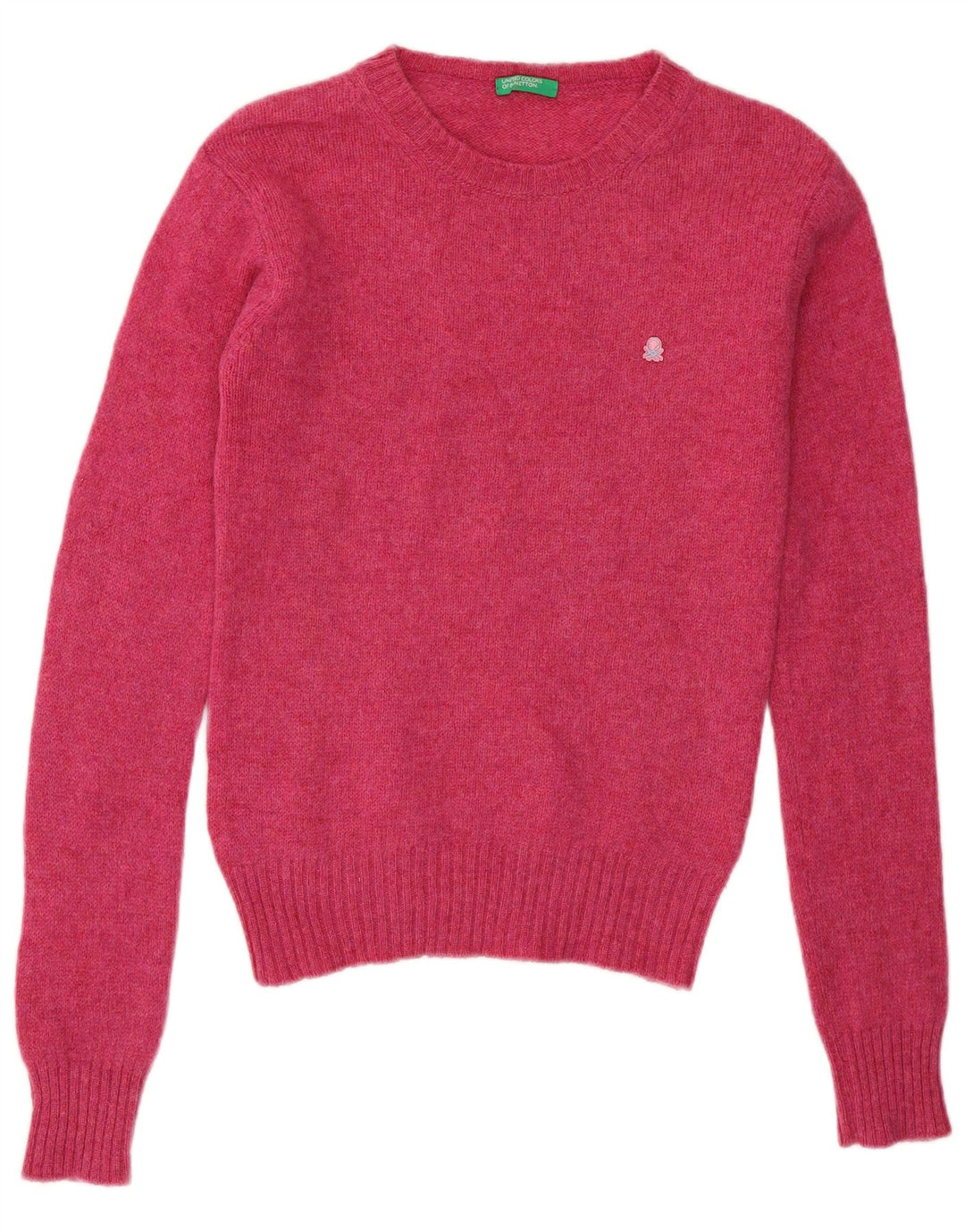 Benetton Damen-Pullover mit Rundhalsausschnitt, Gr. 8, Rosa