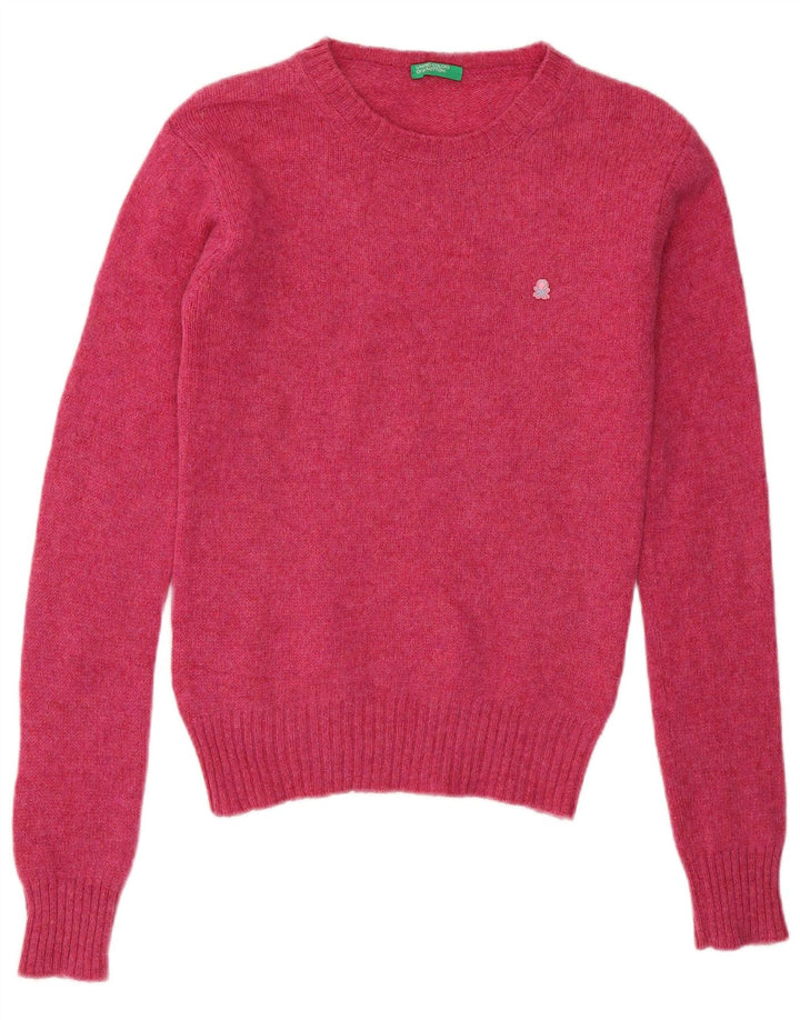 Benetton Damen-Pullover mit Rundhalsausschnitt, Gr. 8, Rosa