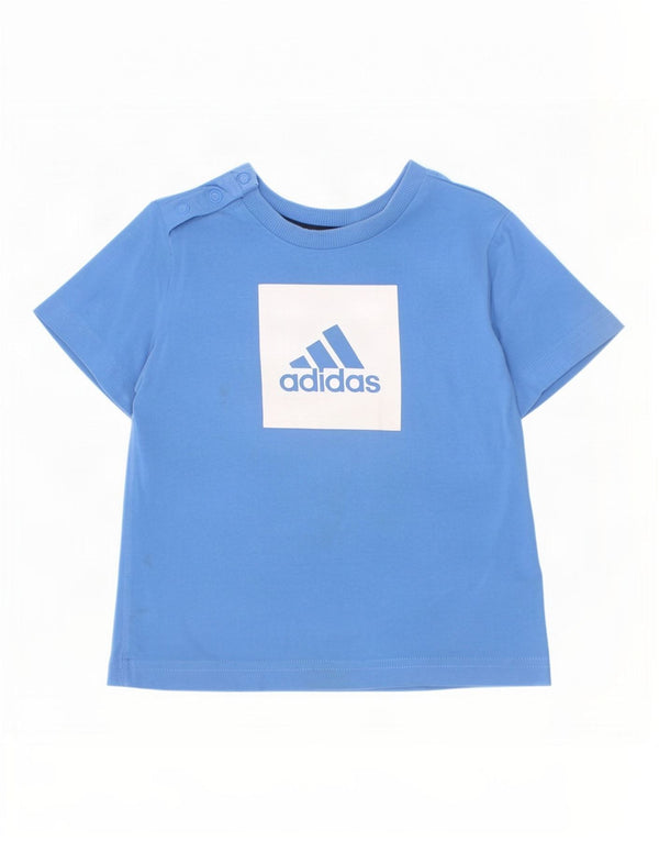 Adidas Baby-Jungen-T-Shirt mit Grafik, 12–18 Monate, blaue Baumwolle