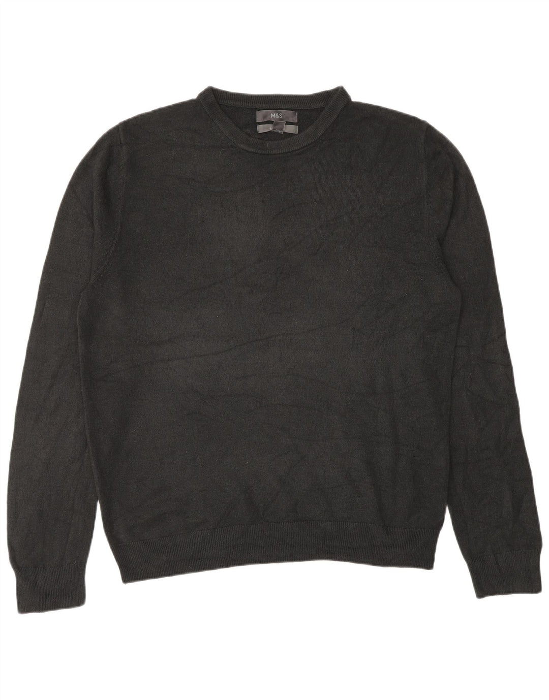 Marks & Spencer Herren-Pullover mit Rundhalsausschnitt, groß, aus schwarzem Acryl