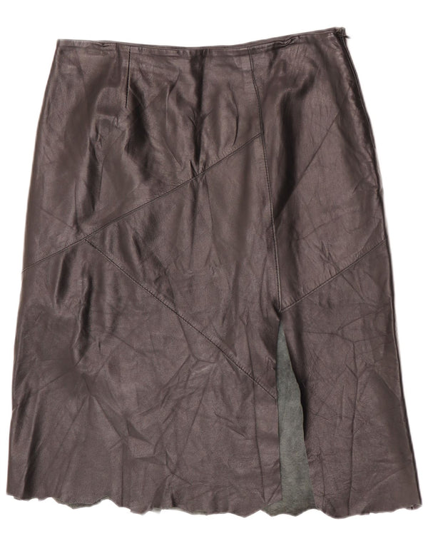 Vintage Damen Lederrock IT 48 XL W32 Schwarzes Leder