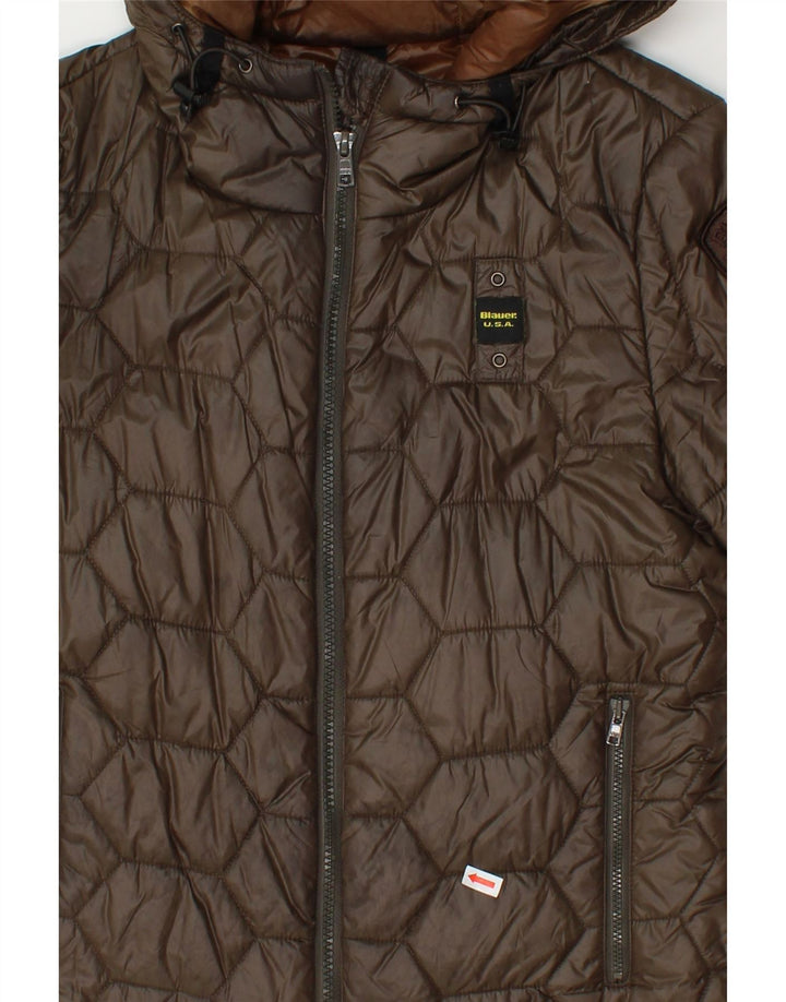 BLAUER Womens Hooded Padded Jacket UK 10 Small Brown Polyamide Vintage Blauer and Second-Hand Blauer from Messina Hembry 