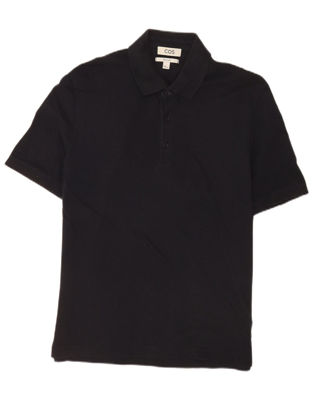 Cos Herren Kurzarm-Poloshirt mit normaler Passform, mittelschwarze Baumwolle