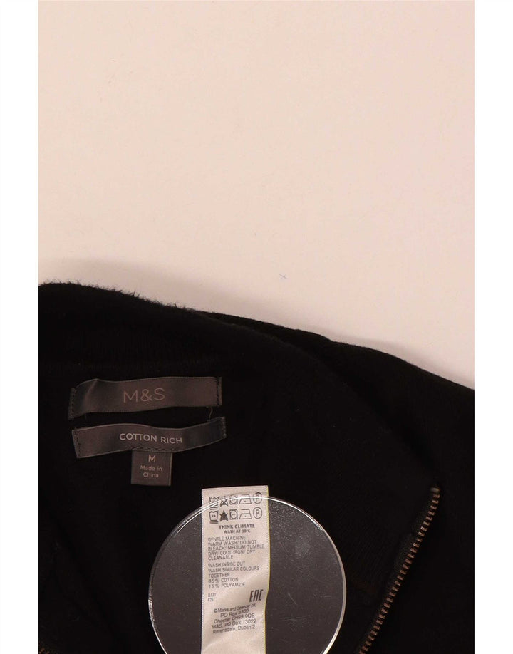 Marks & Spencer Herren-Pullover mit Reißverschluss, mittelschwarz, Baumwolle
