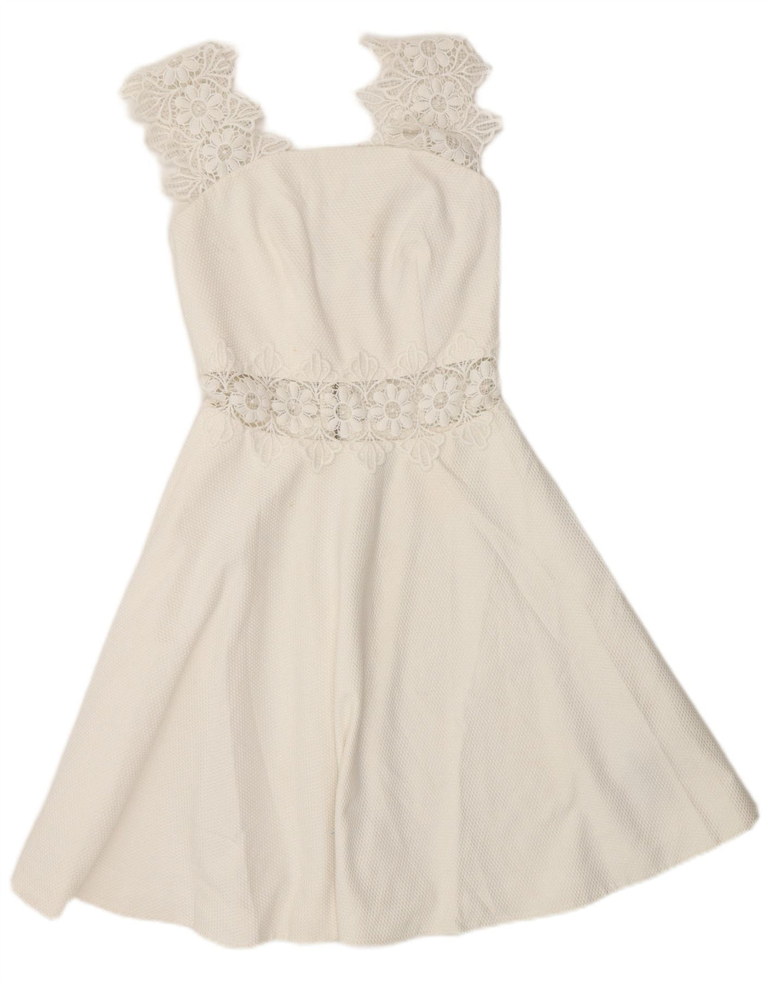 Ted Baker Damen Ärmelloses A-Linien-Kleid UK 4 XS Weiß Polyester
