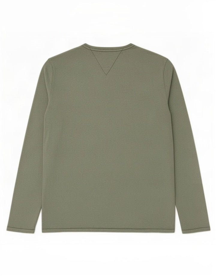 Tommy Hilfiger Herren-Oberteil, langärmelig, groß, grau gefleckte Baumwolle