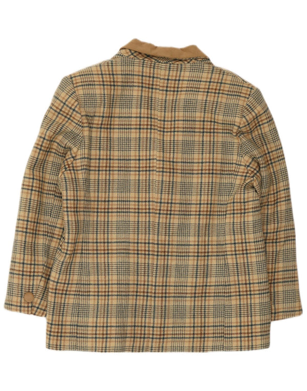 Vintage Damen 2-Knopf-Blazerjacke UK 14 Large Beige Houndstooth