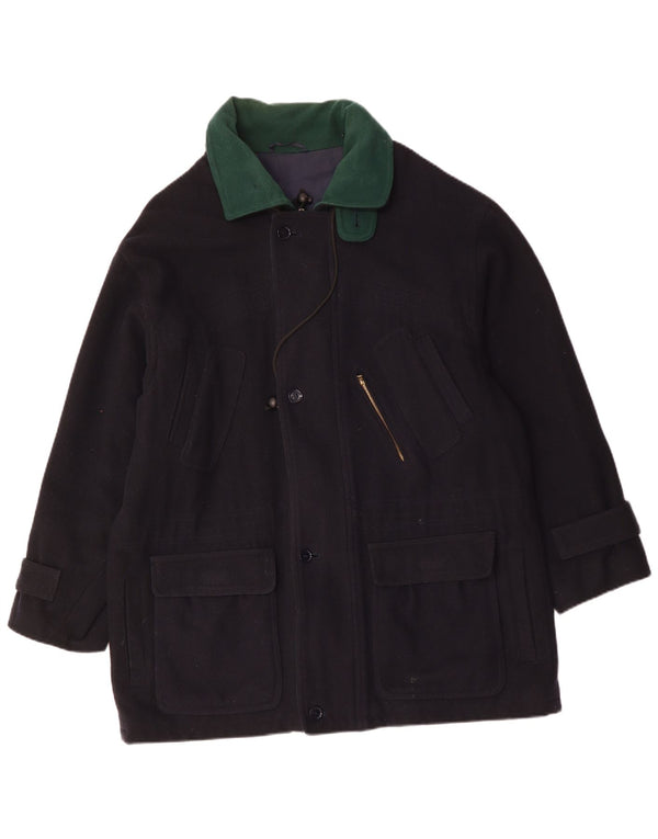 VINTAGE Herrenmantel UK 42 XL Marineblaue Wolle