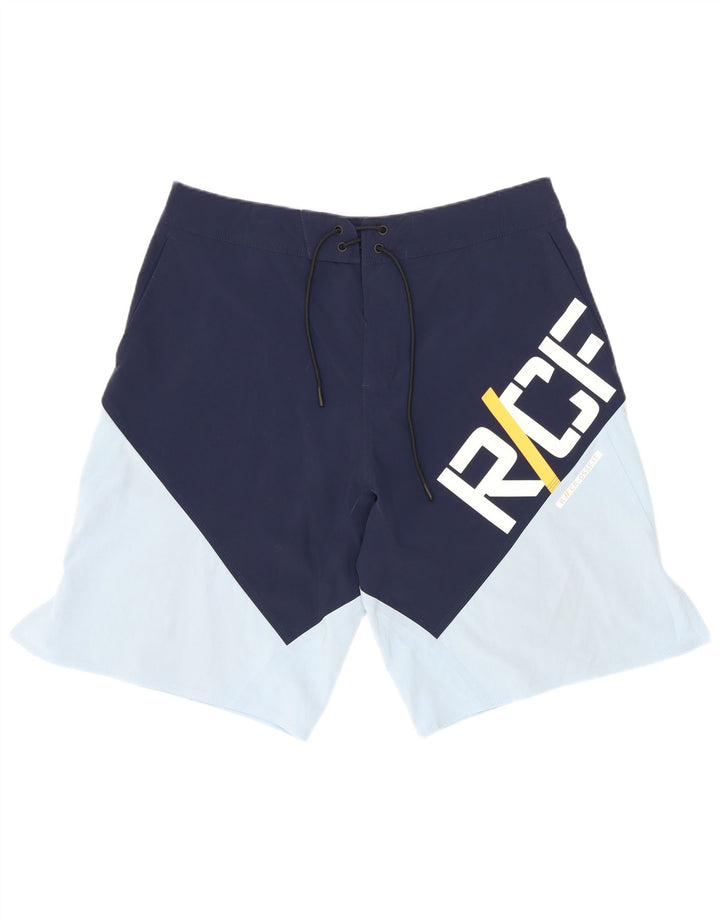 Reebok Herren-Badeshorts mit Grafik, mittelblaues Colourblock-Nylon