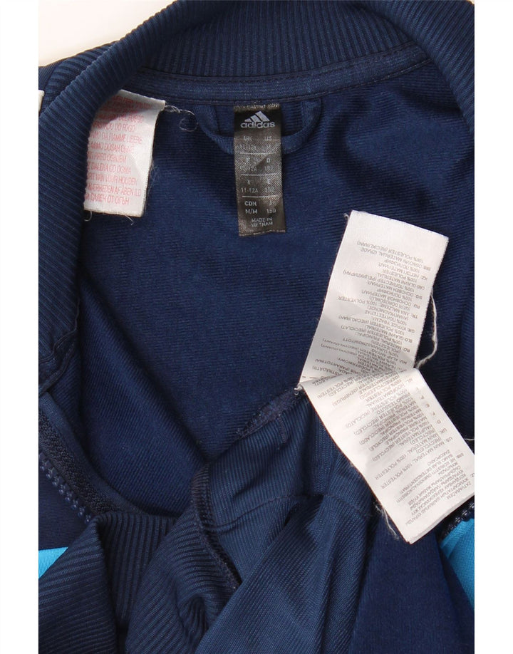 ADIDAS Boys Tracksuit Top Jacket 11-12 Years Navy Blue Colourblock Vintage Adidas and Second-Hand Adidas from Messina Hembry 