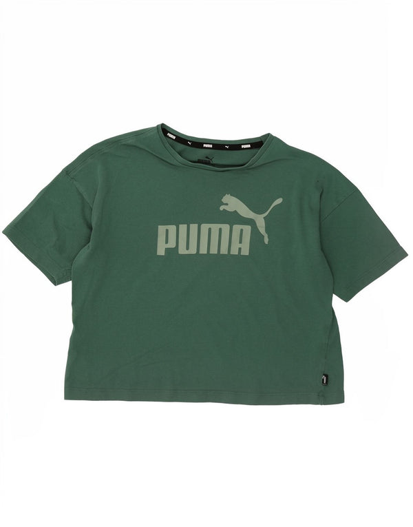 Puma Damen Loose Fit Crop Graphic T-Shirt Top UK 4 XS Grün