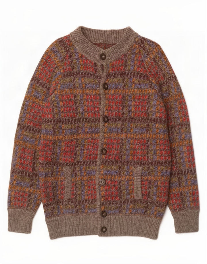 Vintage Herren-Cardigan-Pullover, mittelgroß, mehrfarbig, kariert