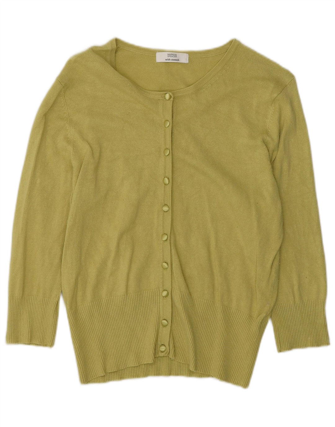 Marks & Spencer Damen-Cardigan mit 3/4-Ärmeln, UK-Gr. 14, Mittelgrün