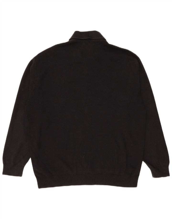 Cos Herren-Langarm-Poloshirt aus mittelschwarzer Baumwolle