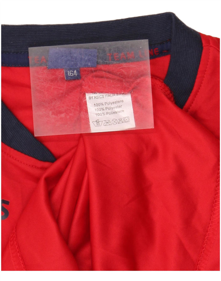 Asics Langarmshirt für Jungen, 13–14 Jahre, rotes Farbblock-Polyester