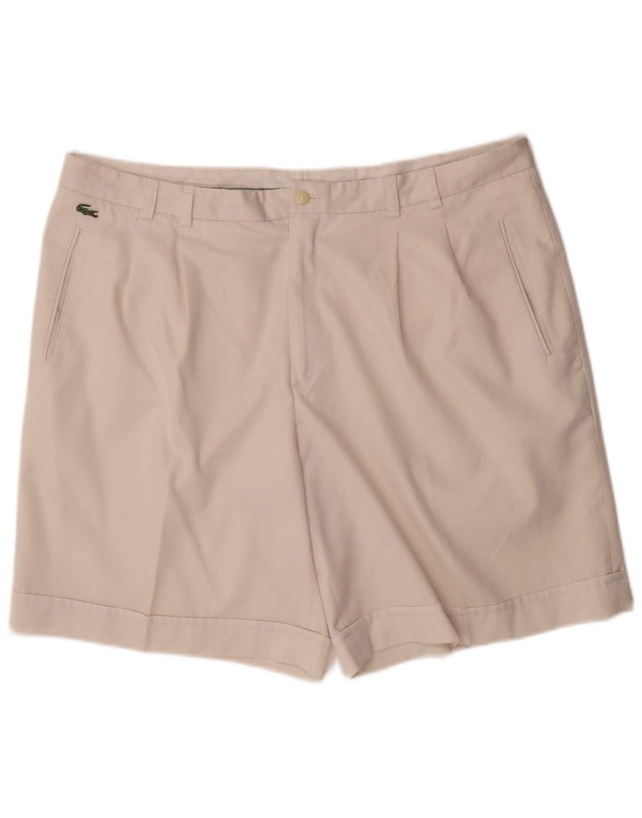 LACOSTE Mens Pegged Chino Shorts IT 52 XL W40  Off White Polyester