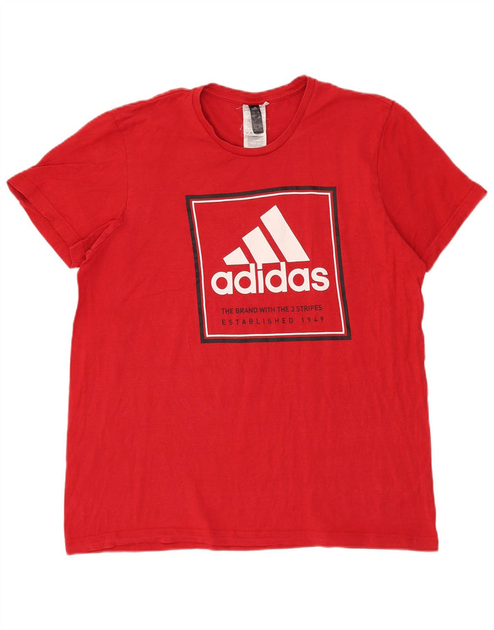Adidas Herren Grafik-T-Shirt aus mittelroter Baumwolle