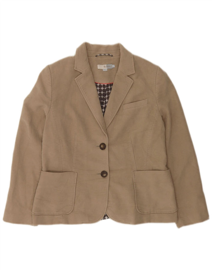 Boden Damen-Blazerjacke mit 2 Knöpfen, UK 16, Größe L, Beige, Baumwolle