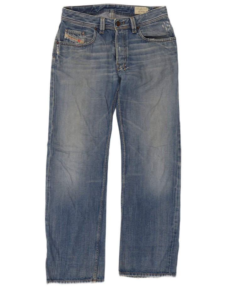 Diesel Herren Levan Distressed Straight Jeans W32 L32 Blaue Baumwolle